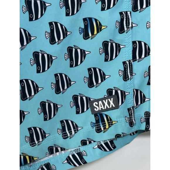 SAXX Betawave 2N1 DropTemp Cooling Liner Board Shorts Size 34 Blue Angel Fish - Picture 9 of 15